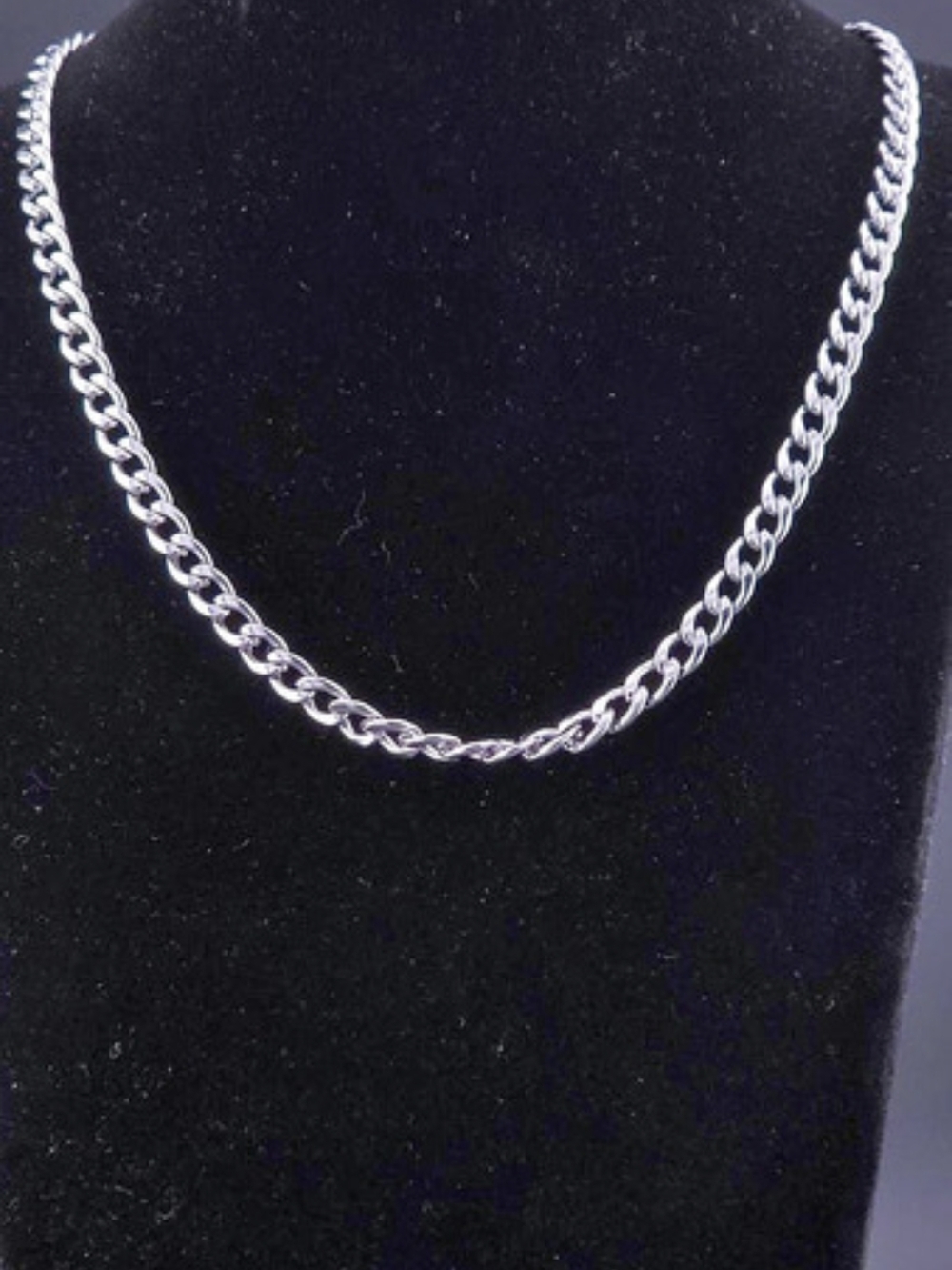 Silver Tone Cuban  Waterproof Chain Necklace
